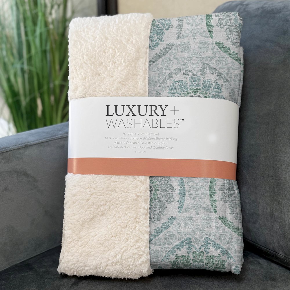 Premium Machine Washable ASB808 Teal 50" x 70" Sherpa Throw Blanket. Picture 3