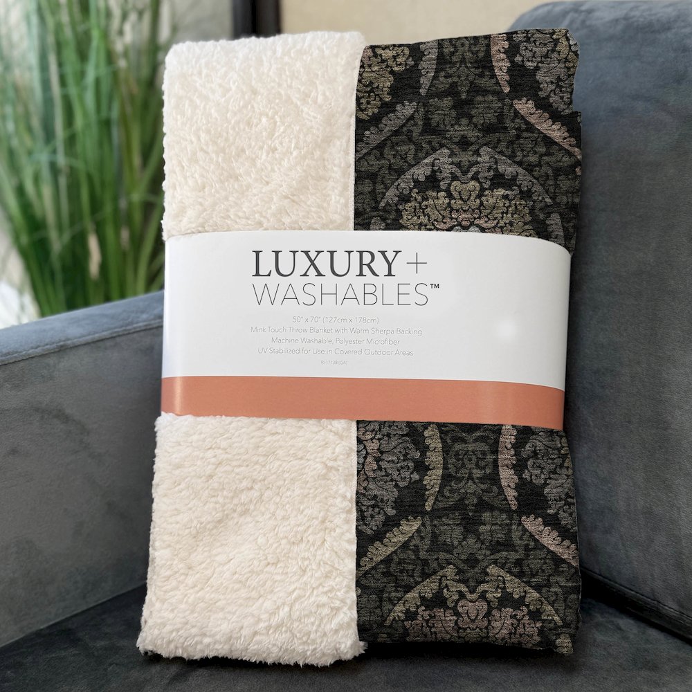 Premium Machine Washable ASB809 Black 50" x 70" Sherpa Throw Blanket. Picture 3