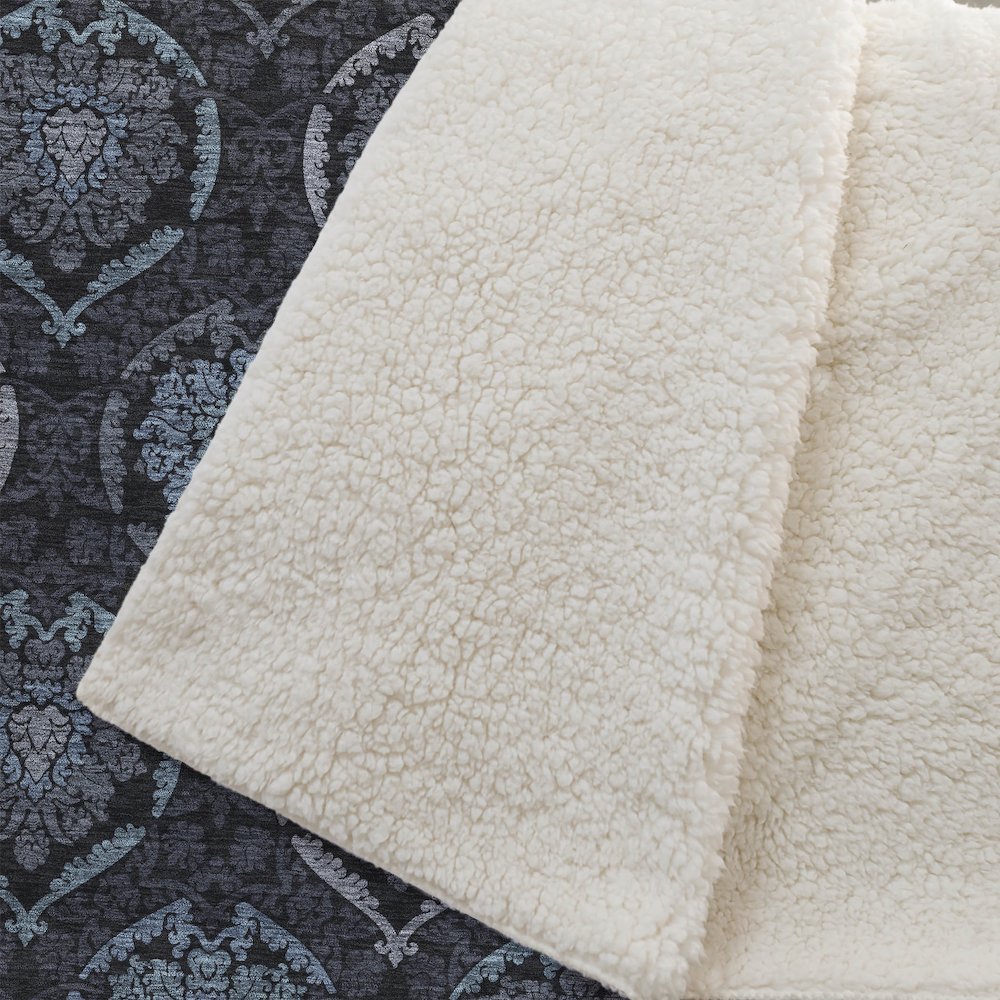 Premium Machine Washable ASB809 Blue 50" x 70" Sherpa Throw Blanket. Picture 2