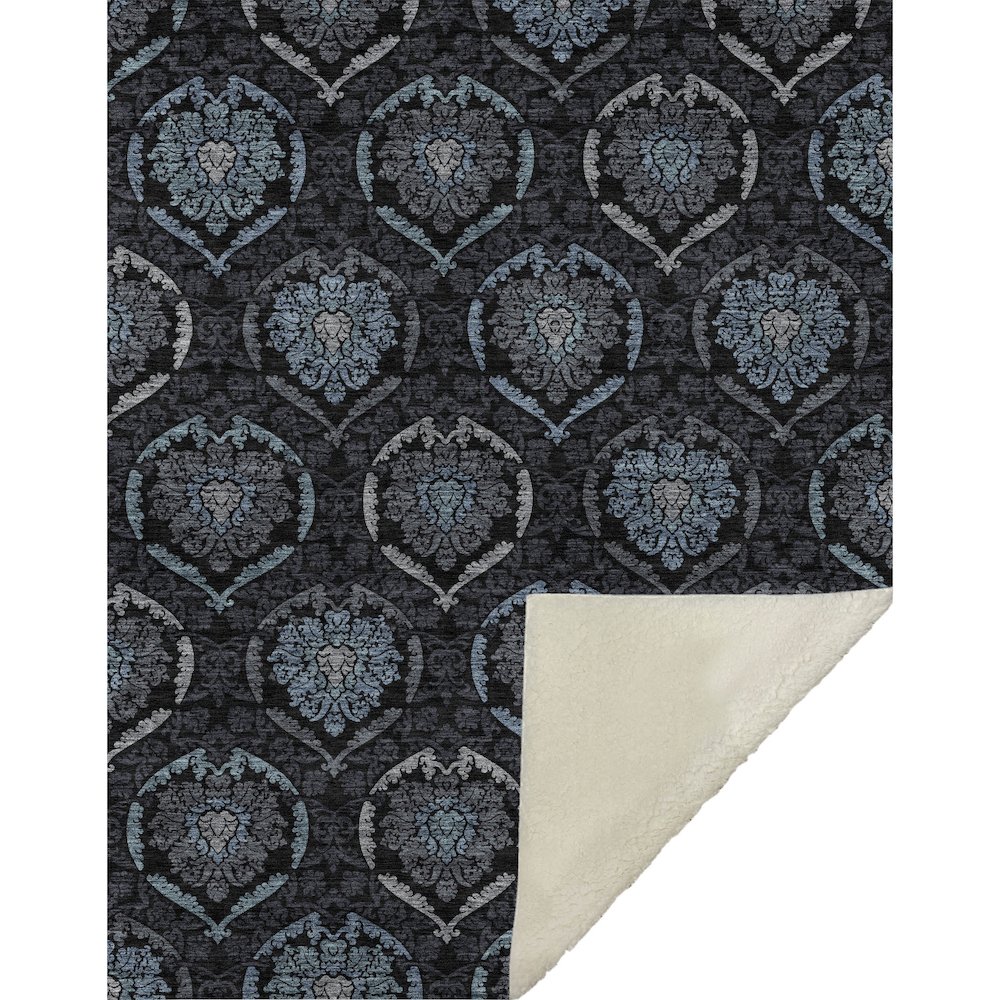 Premium Machine Washable ASB809 Blue 50" x 70" Sherpa Throw Blanket. Picture 1