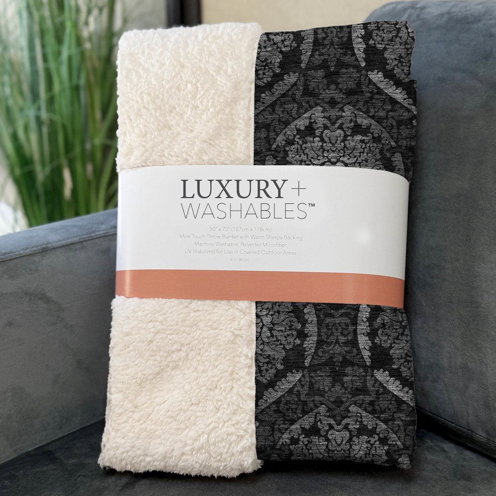 Premium Machine Washable ASB809 Gray 50" x 70" Sherpa Throw Blanket. Picture 3