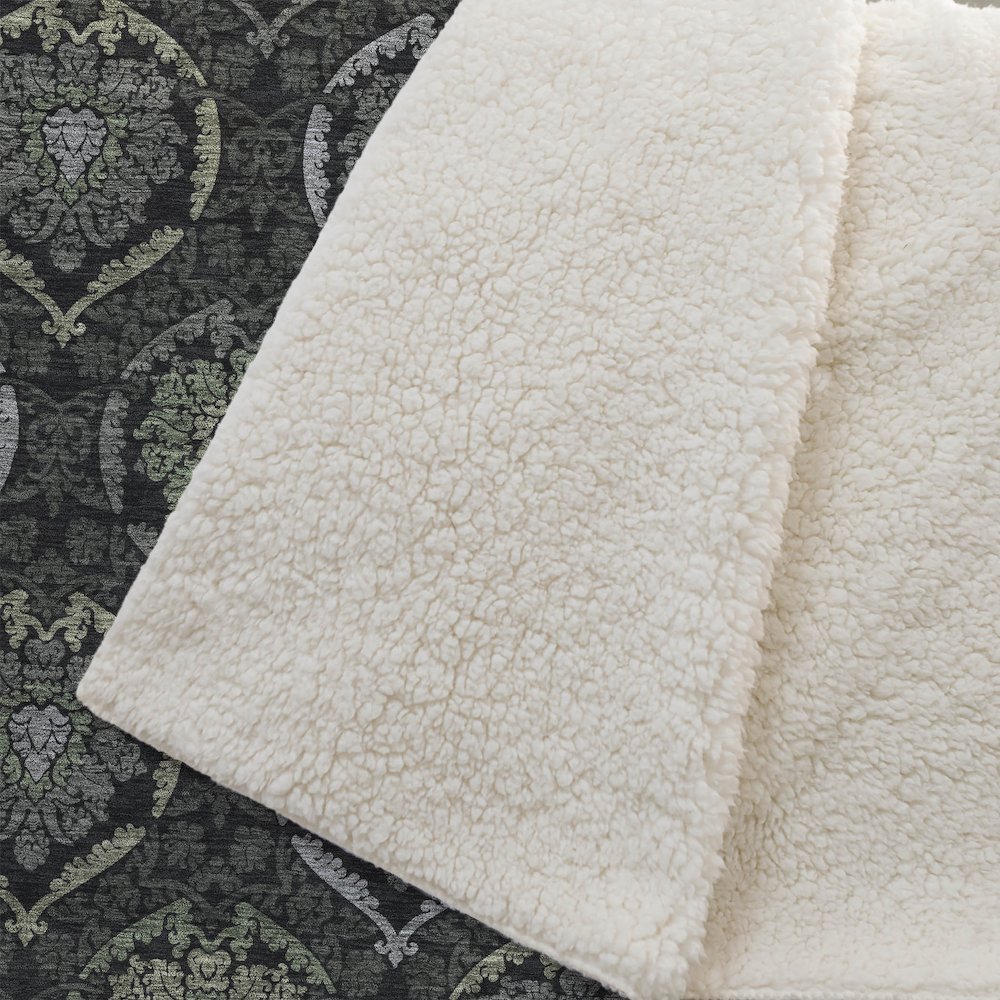 Premium Machine Washable ASB809 Green 50" x 70" Sherpa Throw Blanket. Picture 2