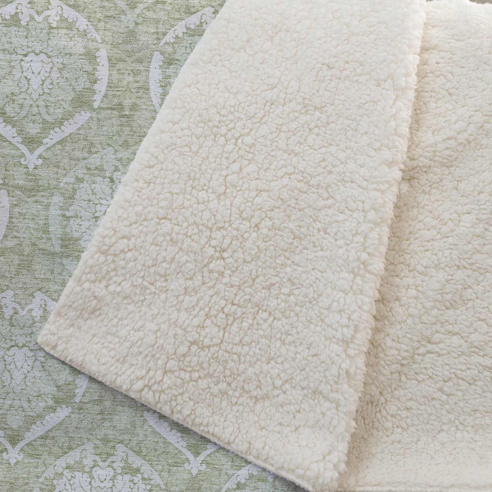 Premium Machine Washable ASB810 Aloe 50" x 70" Sherpa Throw Blanket. Picture 2