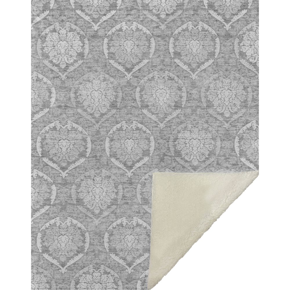 Premium Machine Washable ASB810 Gray 50" x 70" Sherpa Throw Blanket. Picture 1