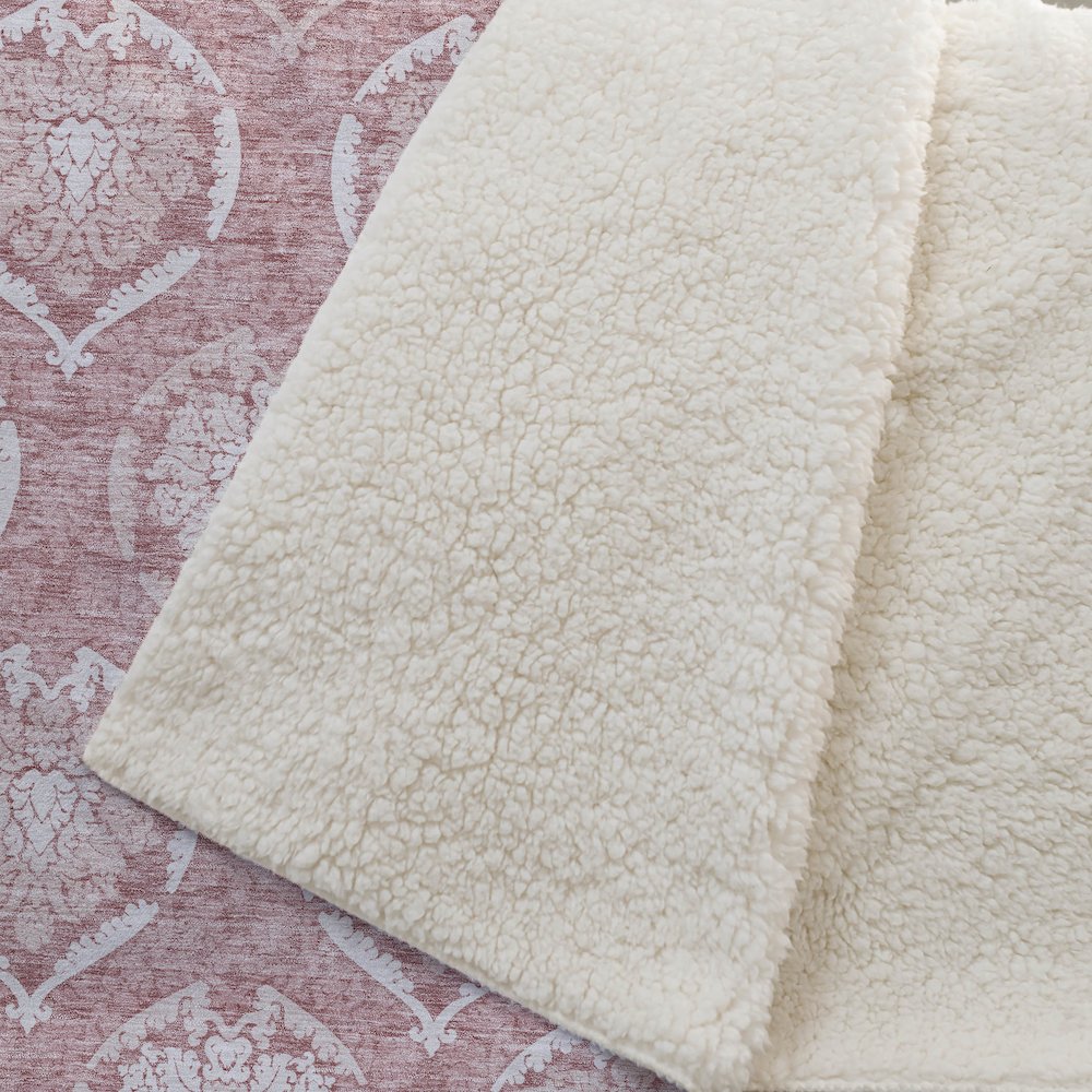 Premium Machine Washable ASB810 Pink 50" x 70" Sherpa Throw Blanket. Picture 2