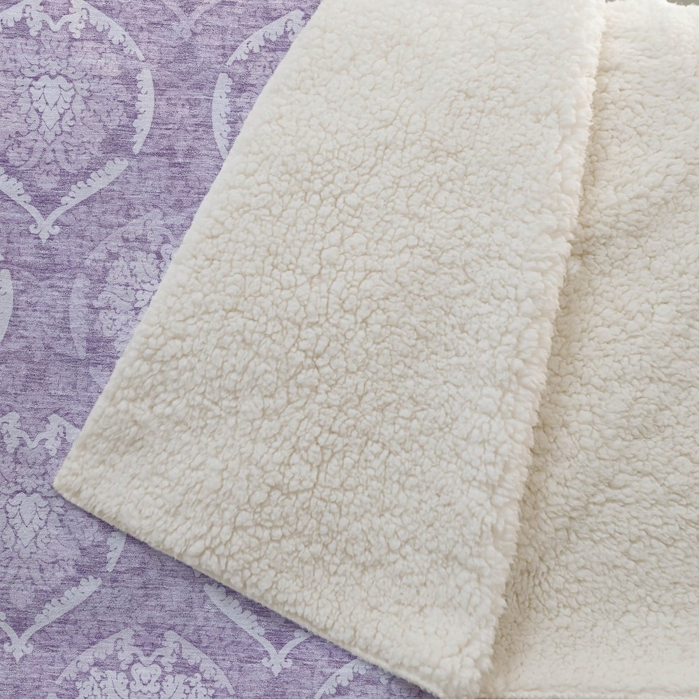 Premium Machine Washable ASB810 Plum 50" x 70" Sherpa Throw Blanket. Picture 2