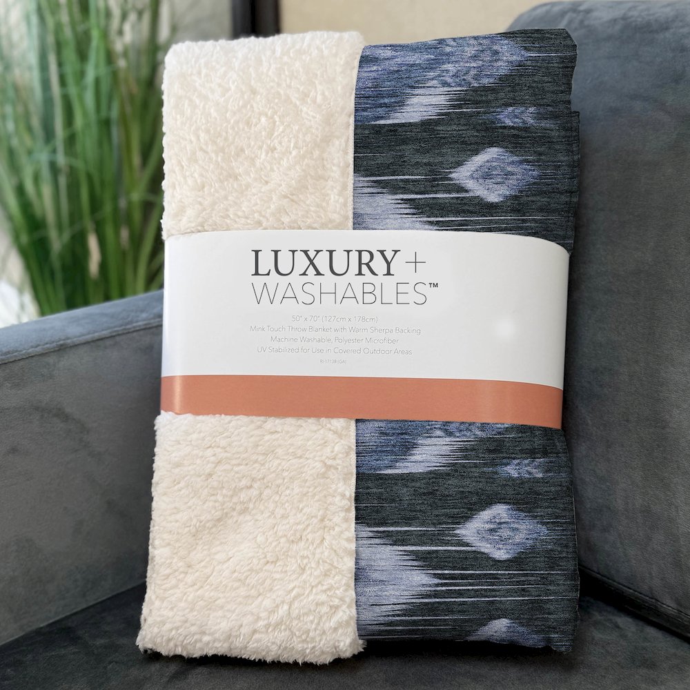 Premium Machine Washable ASB812 Blue 50" x 70" Sherpa Throw Blanket. Picture 3