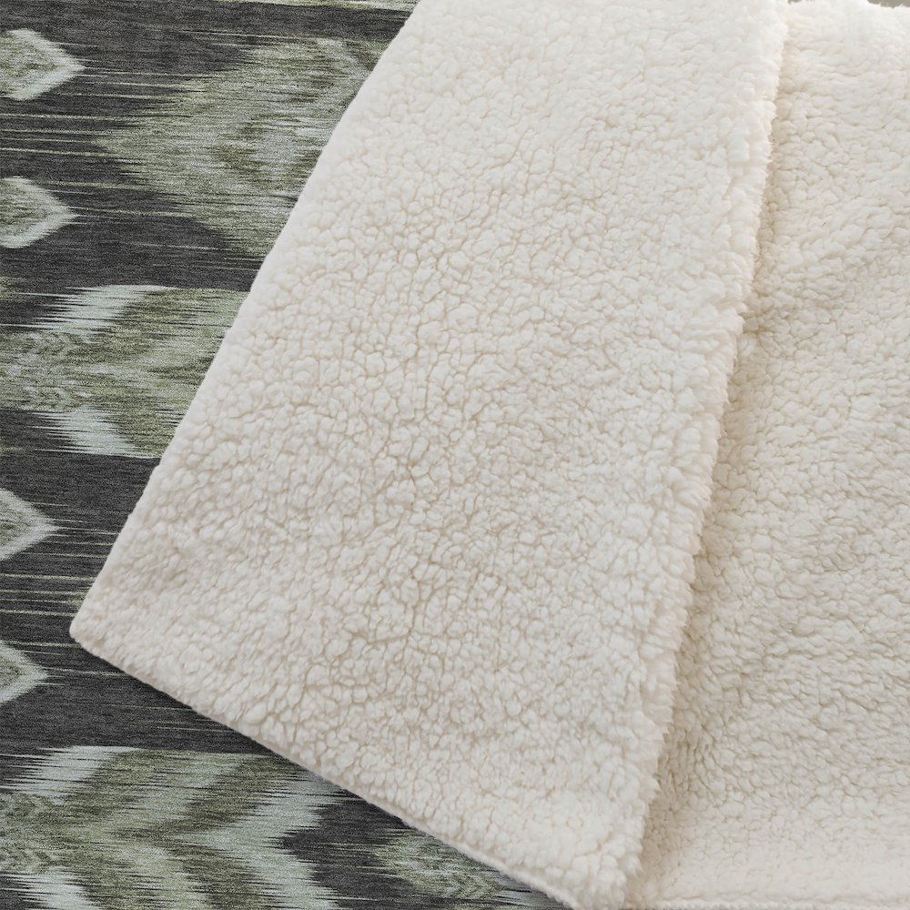 Premium Machine Washable ASB812 Olive 50" x 70" Sherpa Throw Blanket. Picture 2