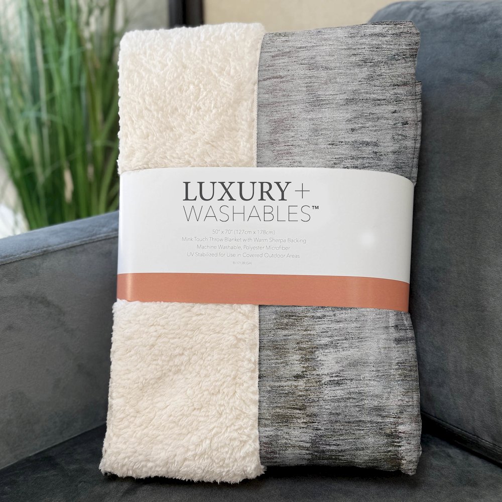 Premium Machine Washable ASB813 Taupe 50" x 70" Sherpa Throw Blanket. Picture 3