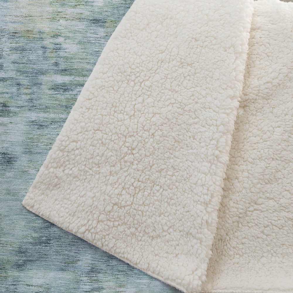 Premium Machine Washable ASB813 Teal 50" x 70" Sherpa Throw Blanket. Picture 2