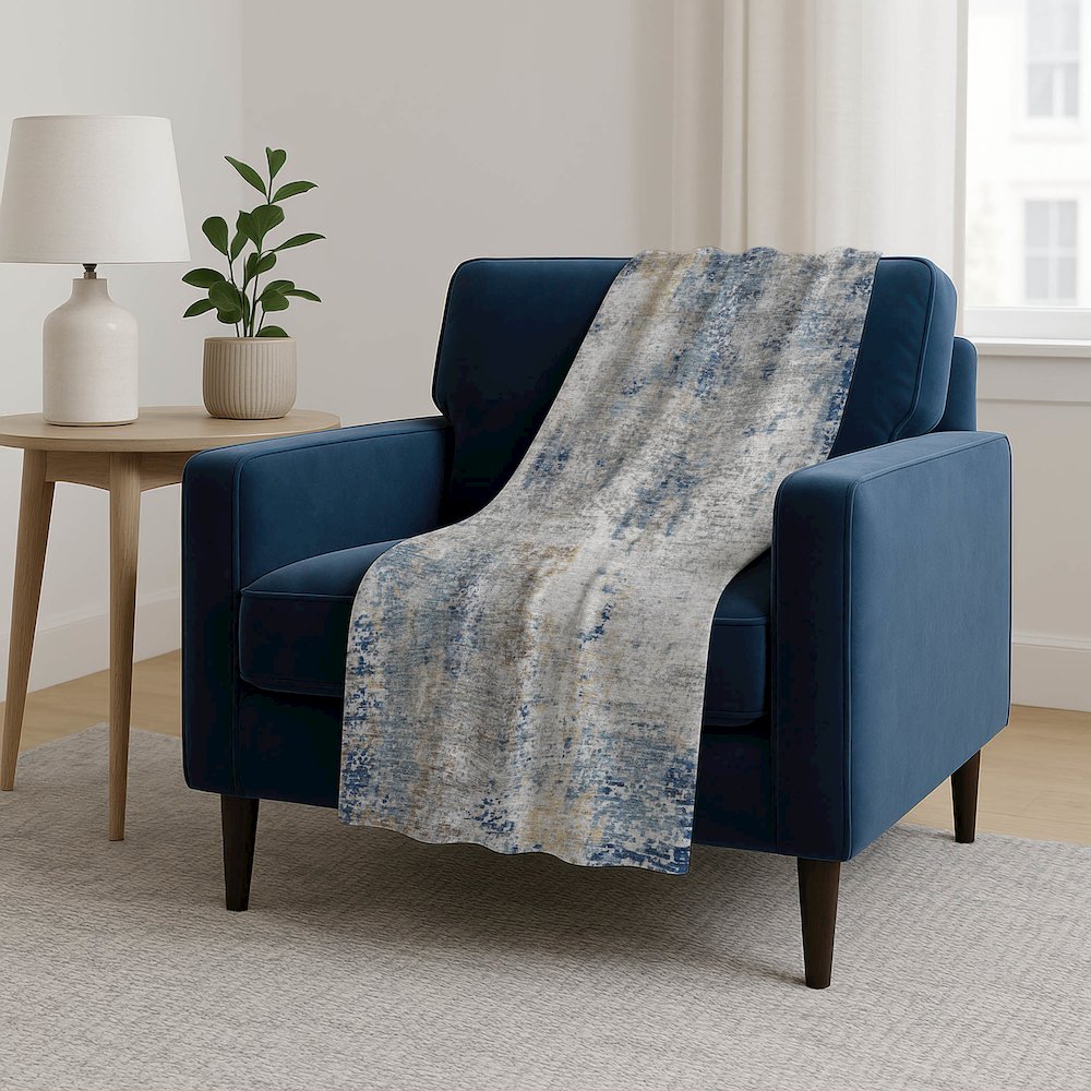 Premium Machine Washable ASB814 Blue 50" x 70" Sherpa Throw Blanket. Picture 5