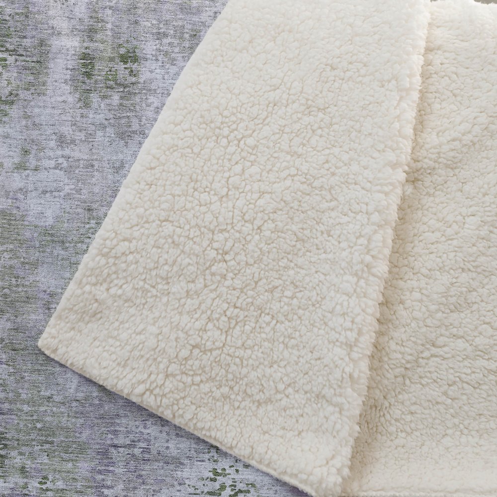 Premium Machine Washable ASB814 Olive 50" x 70" Sherpa Throw Blanket. Picture 2