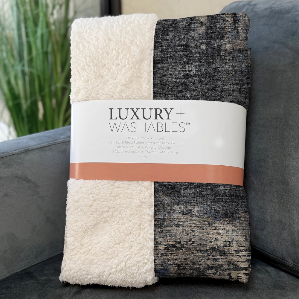 Premium Machine Washable ASB815 Charcoal 50" x 70" Sherpa Throw Blanket. Picture 3