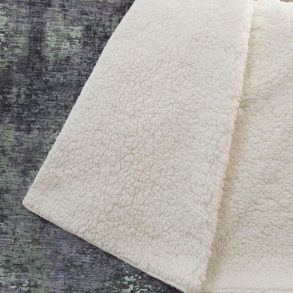 Premium Machine Washable ASB815 Granite 50" x 70" Sherpa Throw Blanket. Picture 2