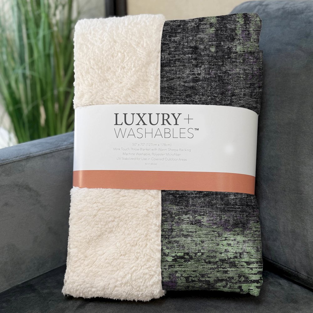 Premium Machine Washable ASB815 Granite 50" x 70" Sherpa Throw Blanket. Picture 3