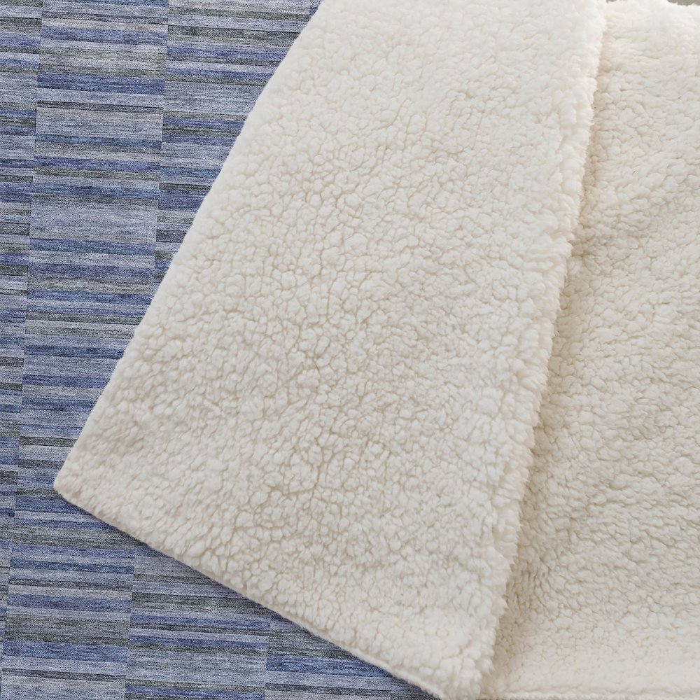 Premium Machine Washable ASB816 Navy 50" x 70" Sherpa Throw Blanket. Picture 2