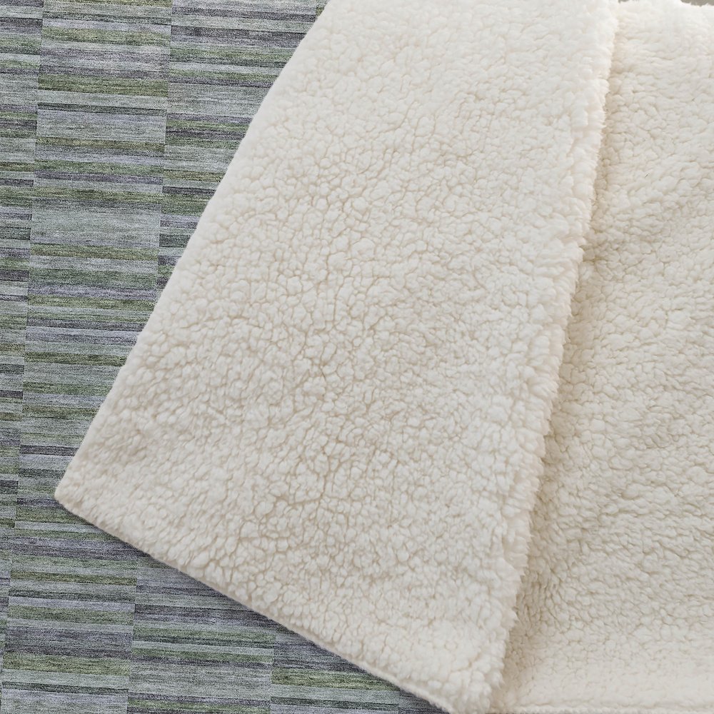 Premium Machine Washable ASB816 Olive 50" x 70" Sherpa Throw Blanket. Picture 2
