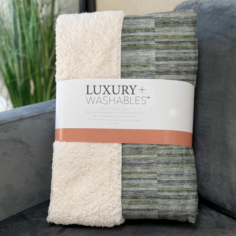 Premium Machine Washable ASB816 Olive 50" x 70" Sherpa Throw Blanket. Picture 3