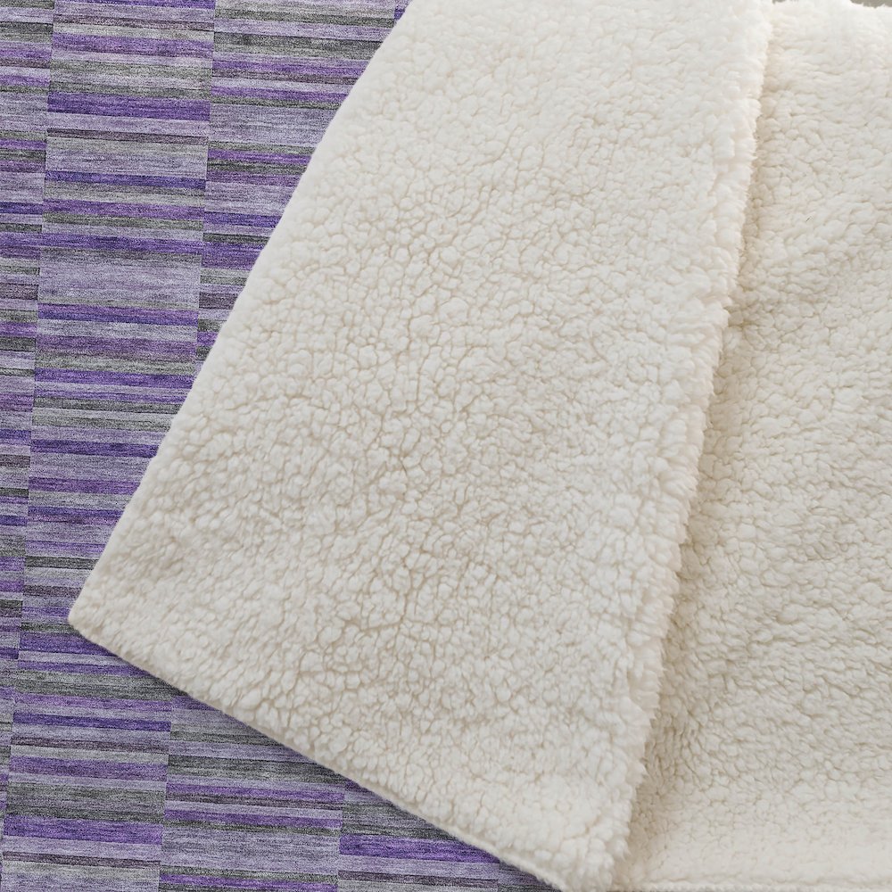 Premium Machine Washable ASB816 Purple 50" x 70" Sherpa Throw Blanket. Picture 2