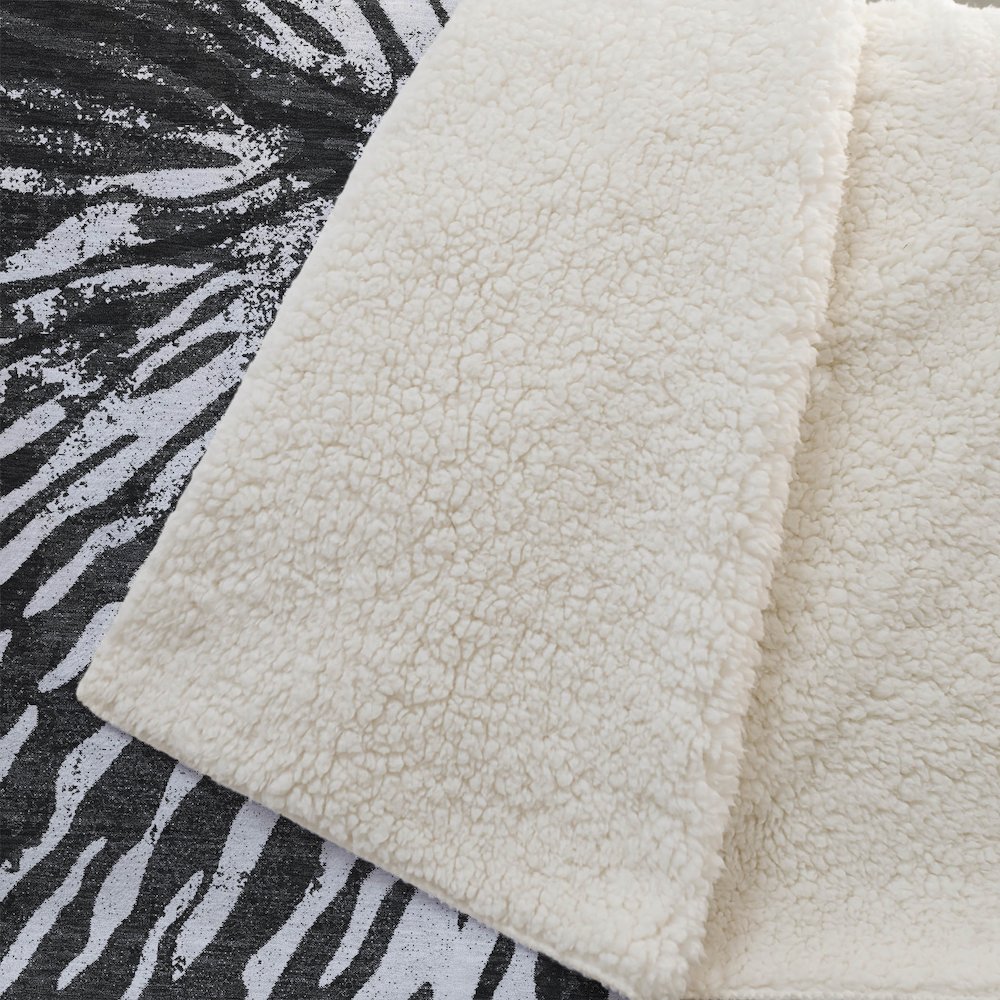 Premium Machine Washable ASB818 Black 50" x 70" Sherpa Throw Blanket. Picture 2