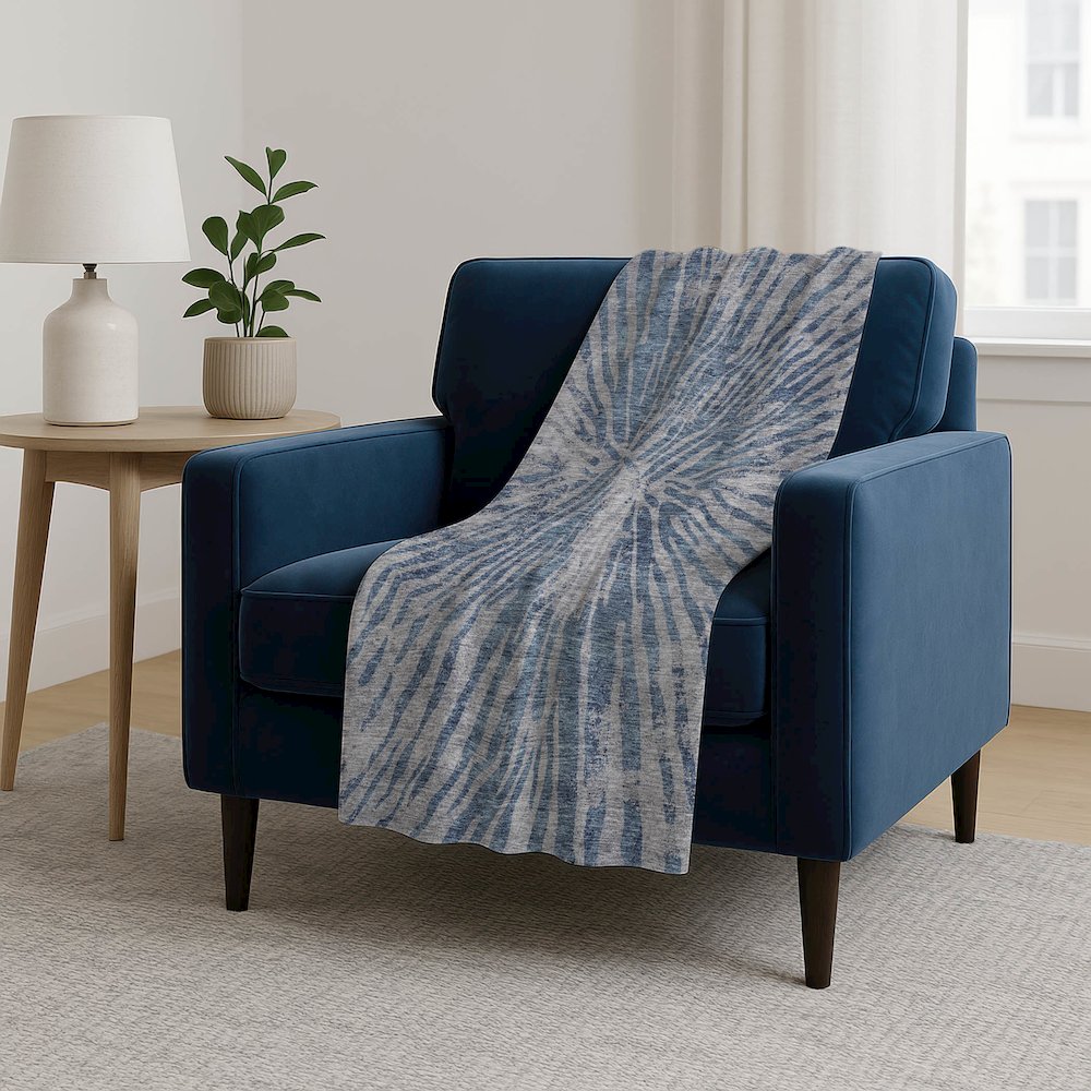 Premium Machine Washable ASB818 Blue 50" x 70" Sherpa Throw Blanket. Picture 5