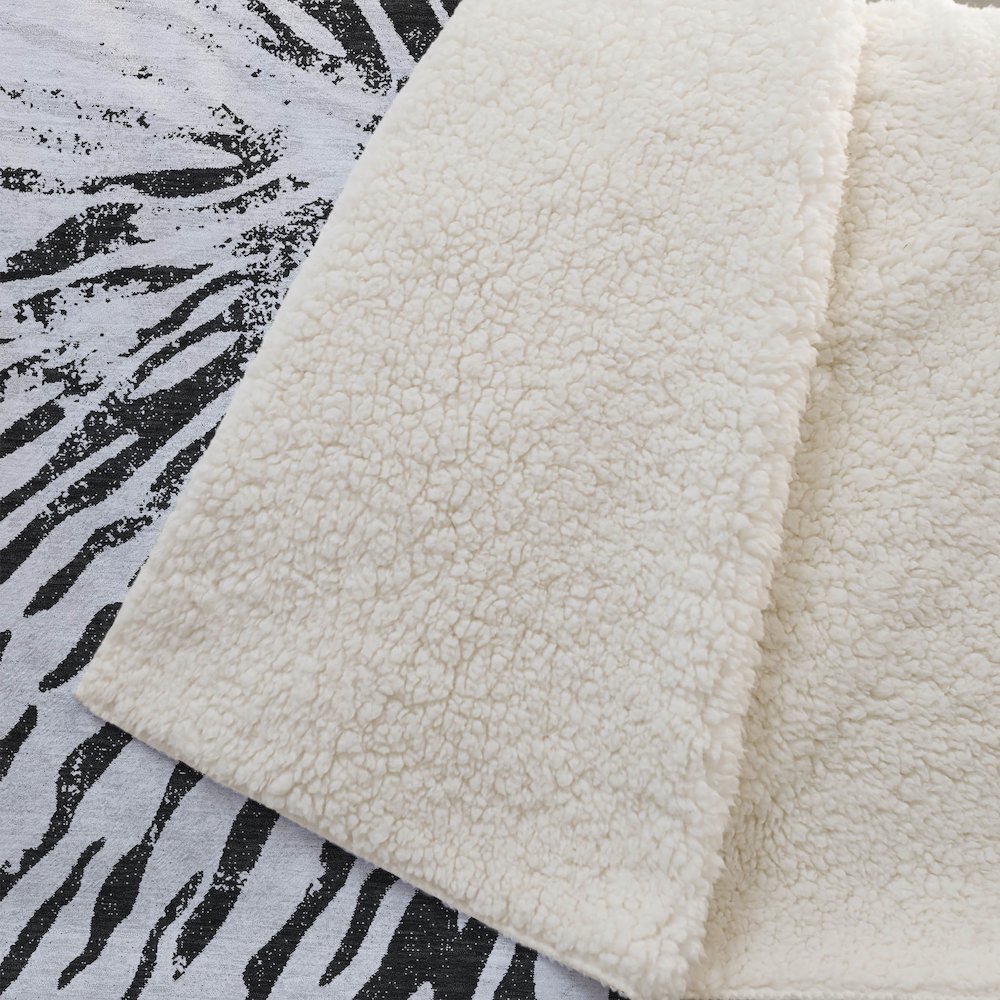 Premium Machine Washable ASB818 Ivory 50" x 70" Sherpa Throw Blanket. Picture 2