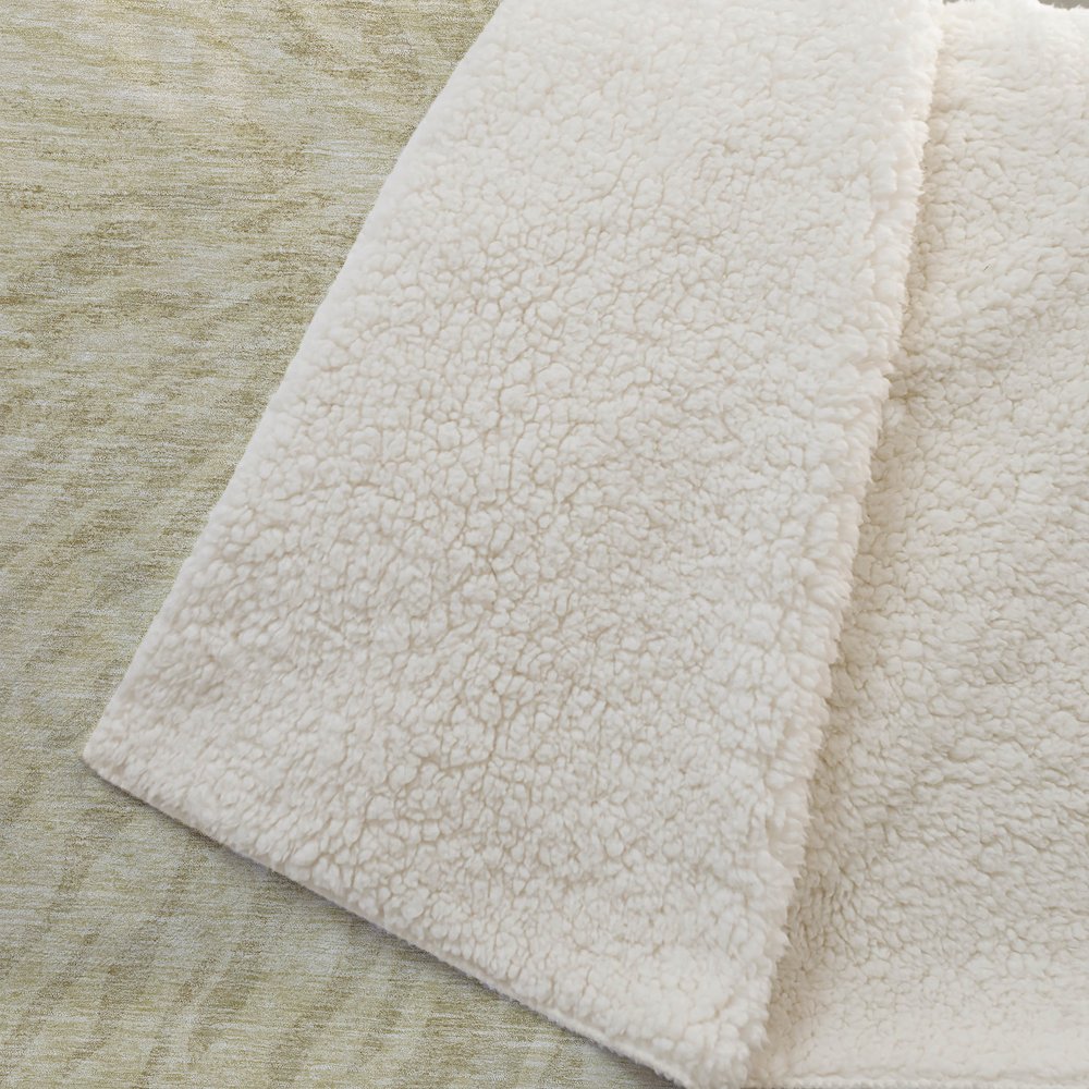 Premium Machine Washable ASB818 Wheat 50" x 70" Sherpa Throw Blanket. Picture 2