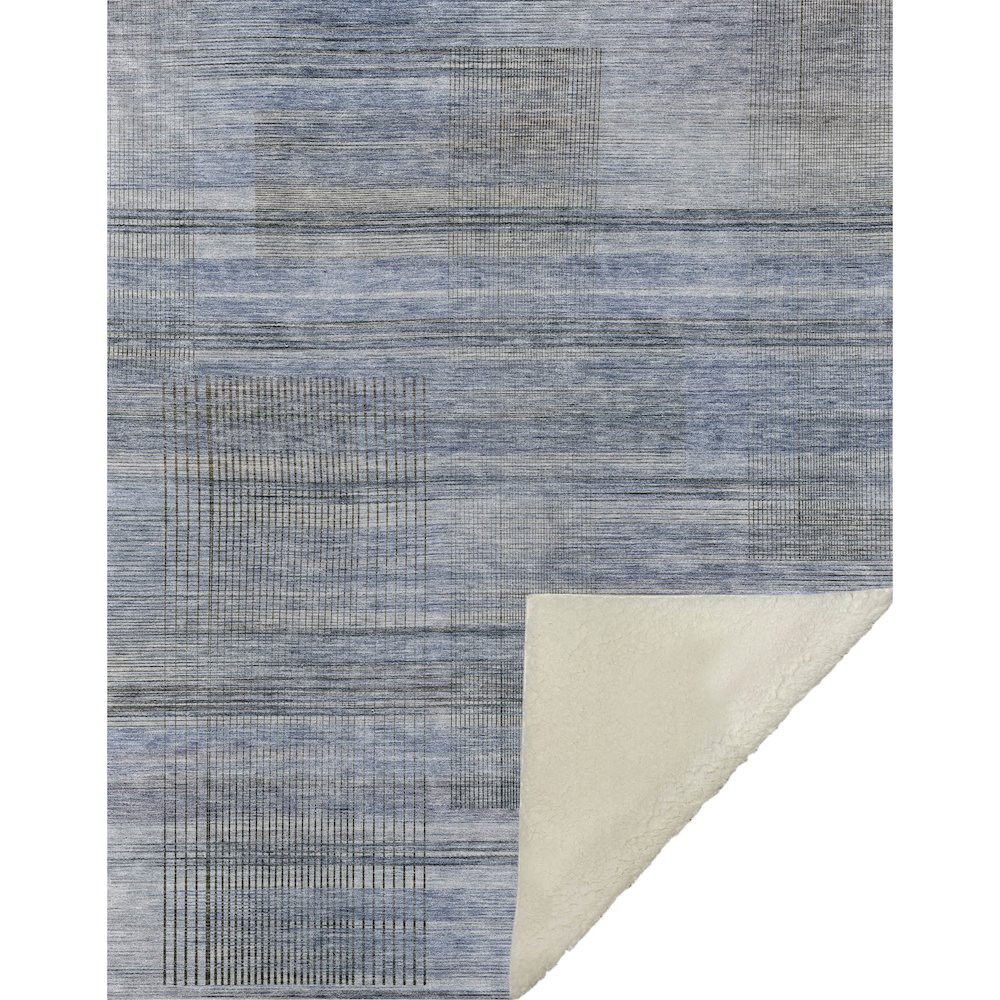 Premium Machine Washable ASB819 Blue 50" x 70" Sherpa Throw Blanket. Picture 1