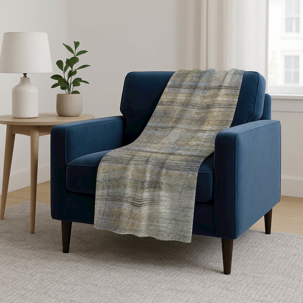 Premium Machine Washable ASB819 Khaki 50" x 70" Sherpa Throw Blanket. Picture 5