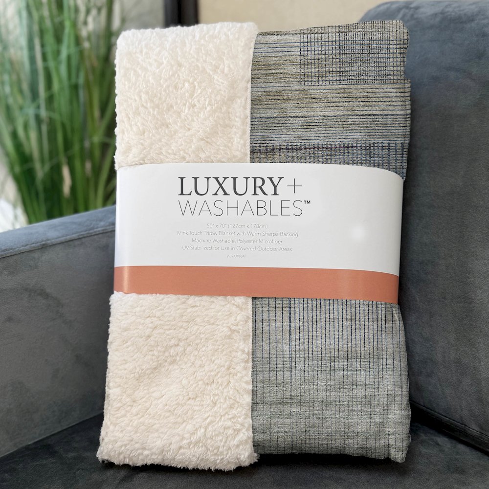 Premium Machine Washable ASB819 Khaki 50" x 70" Sherpa Throw Blanket. Picture 3