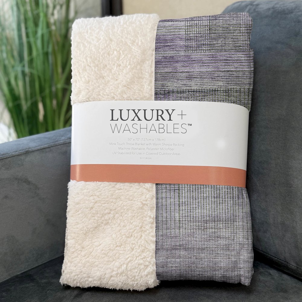Premium Machine Washable ASB819 Purple 50" x 70" Sherpa Throw Blanket. Picture 3