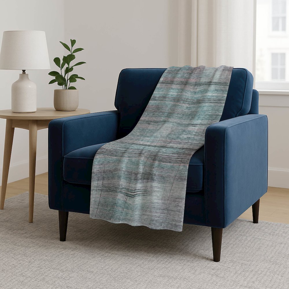 Premium Machine Washable ASB819 Teal 50" x 70" Sherpa Throw Blanket. Picture 5