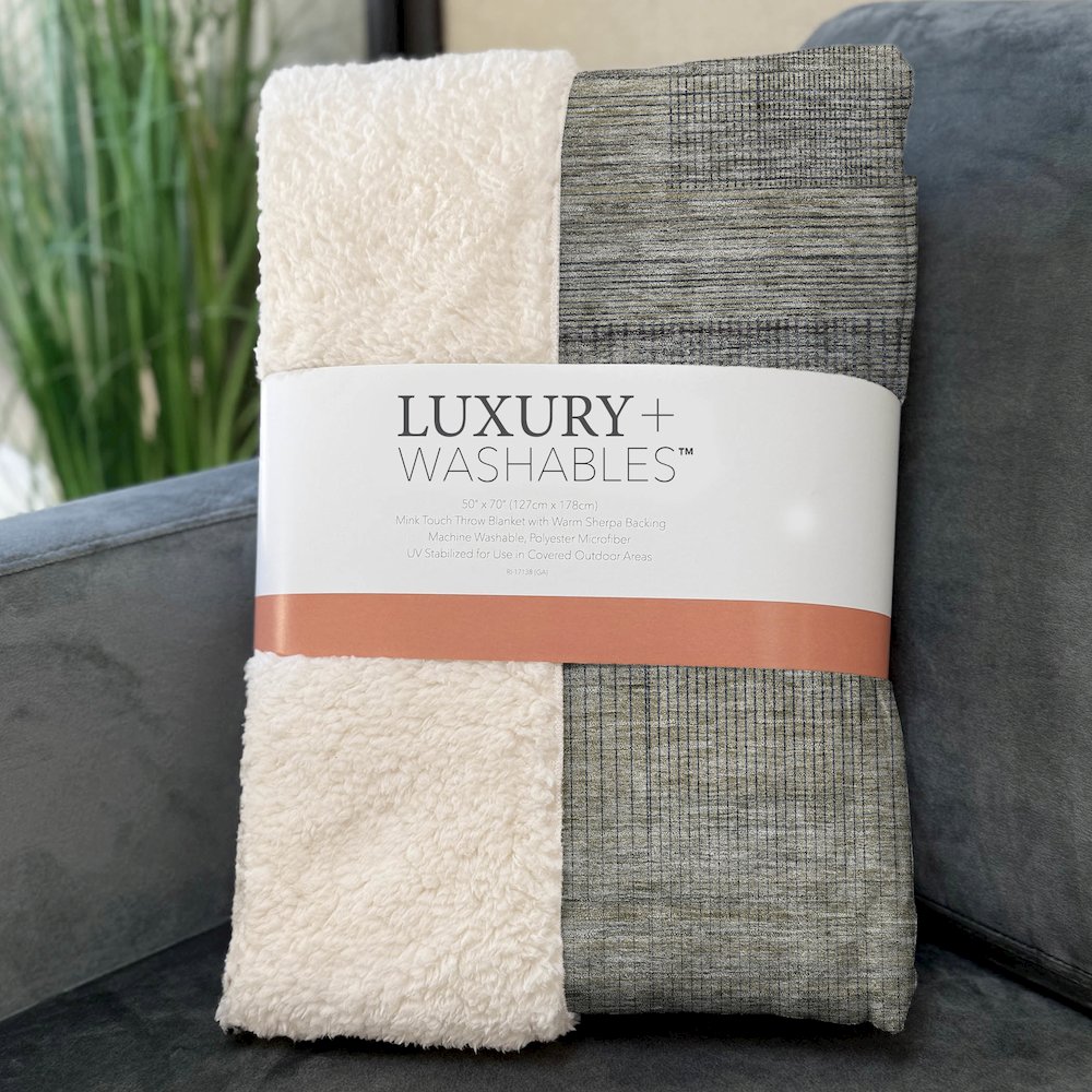Premium Machine Washable ASB820 Khaki 50" x 70" Sherpa Throw Blanket. Picture 3
