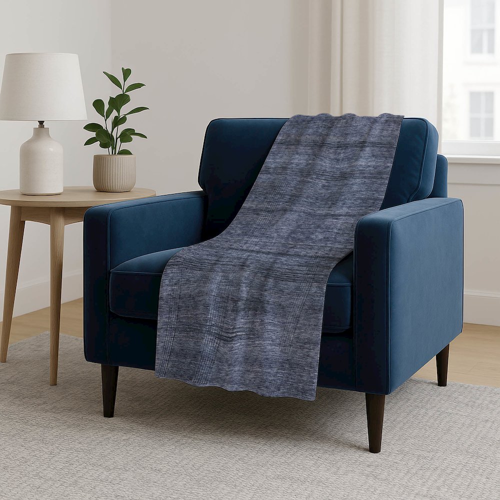 Premium Machine Washable ASB820 Navy 50" x 70" Sherpa Throw Blanket. Picture 5
