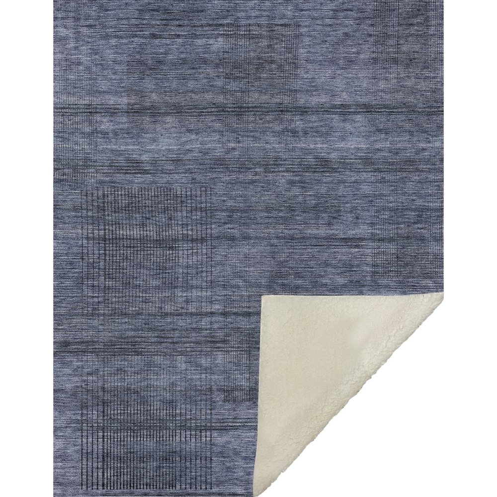 Premium Machine Washable ASB820 Navy 50" x 70" Sherpa Throw Blanket. Picture 1