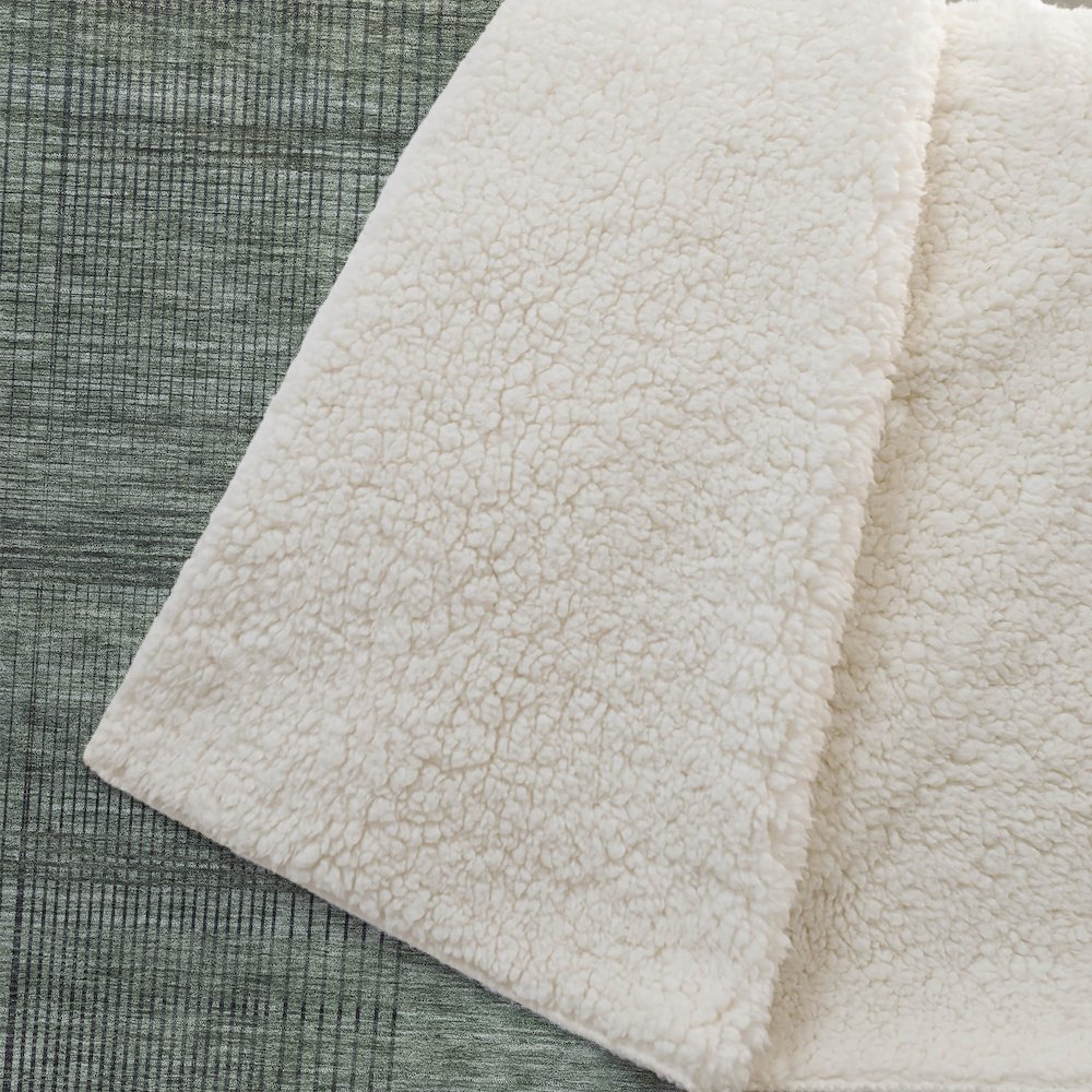 Premium Machine Washable ASB820 Olive 50" x 70" Sherpa Throw Blanket. Picture 2