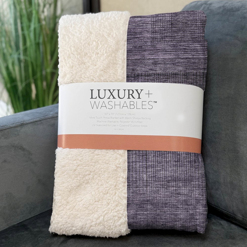 Premium Machine Washable ASB820 Plum 50" x 70" Sherpa Throw Blanket. Picture 3