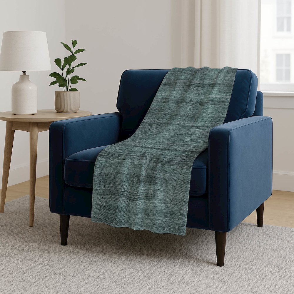 Premium Machine Washable ASB820 Teal 50" x 70" Sherpa Throw Blanket. Picture 5