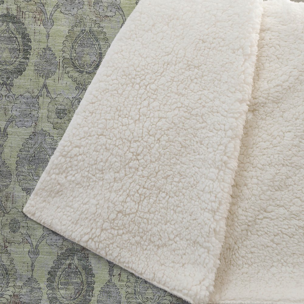 Premium Machine Washable ASB821 Aloe 50" x 70" Sherpa Throw Blanket. Picture 2