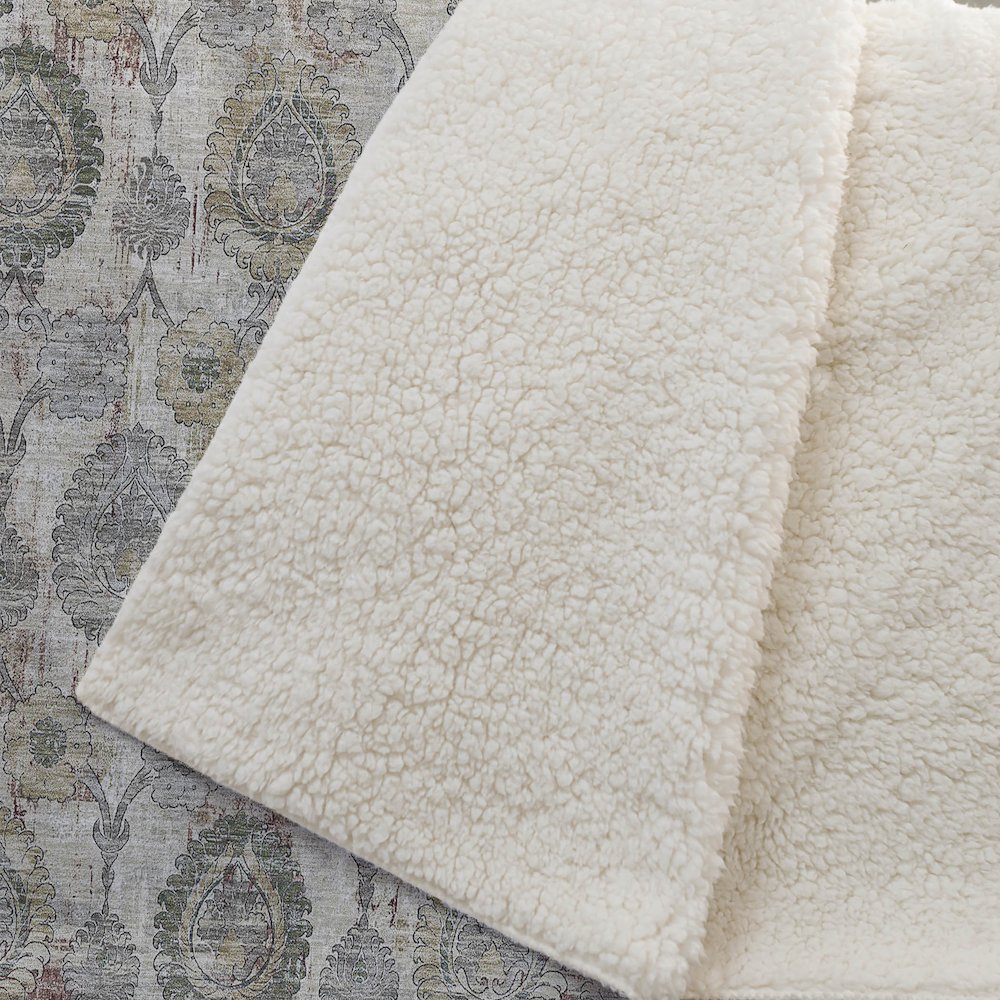 Premium Machine Washable ASB821 Beige 50" x 70" Sherpa Throw Blanket. Picture 2