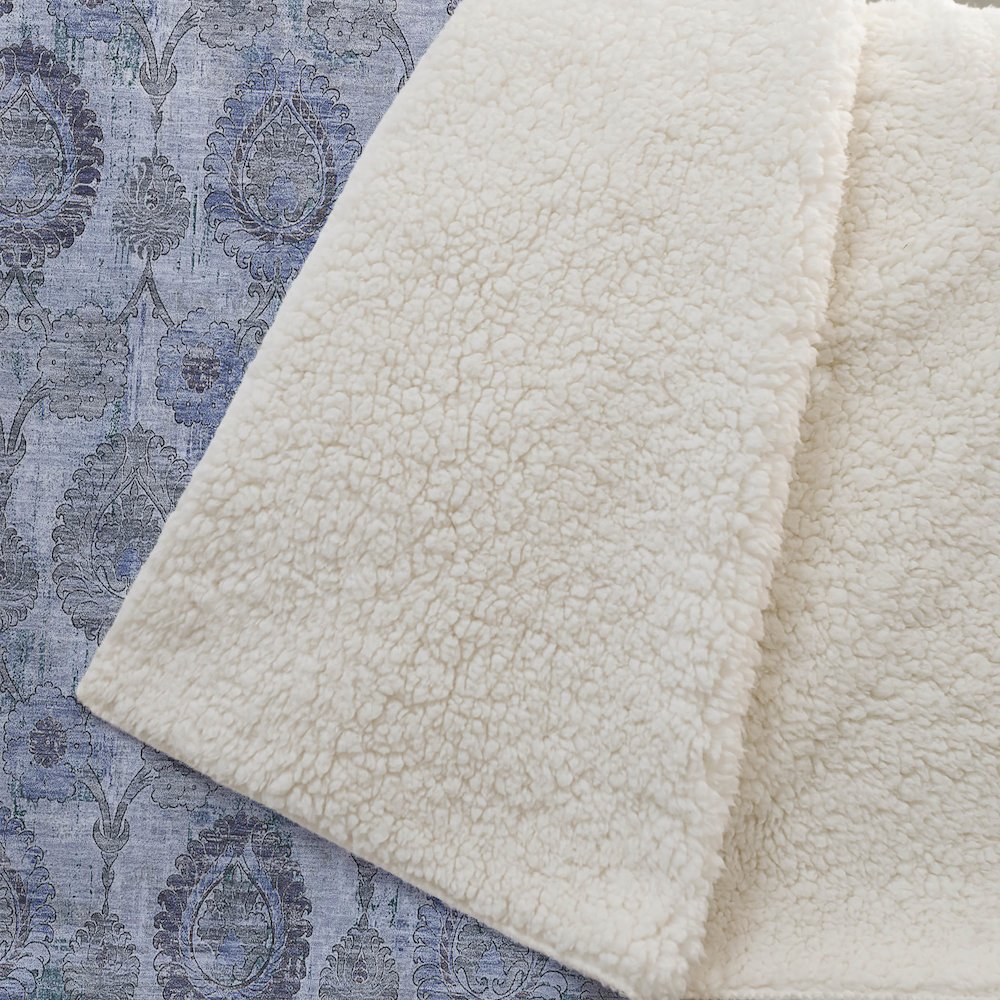 Premium Machine Washable ASB821 Blue 50" x 70" Sherpa Throw Blanket. Picture 2