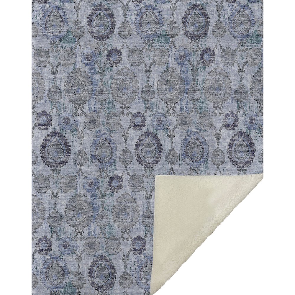 Premium Machine Washable ASB821 Blue 50" x 70" Sherpa Throw Blanket. Picture 1