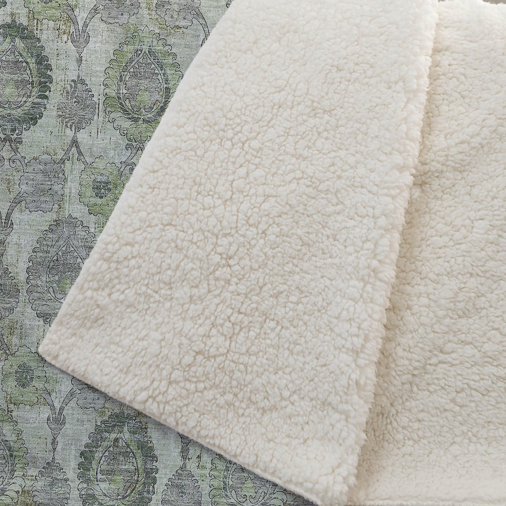 Premium Machine Washable ASB821 Green 50" x 70" Sherpa Throw Blanket. Picture 2