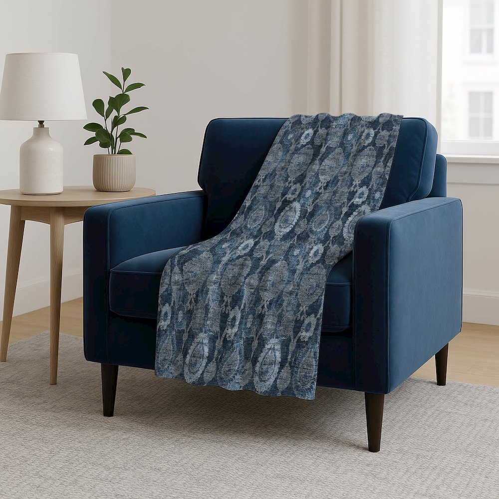 Premium Machine Washable ASB821 Navy 50" x 70" Sherpa Throw Blanket. Picture 5