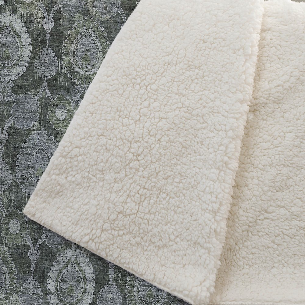 Premium Machine Washable ASB821 Olive 50" x 70" Sherpa Throw Blanket. Picture 2
