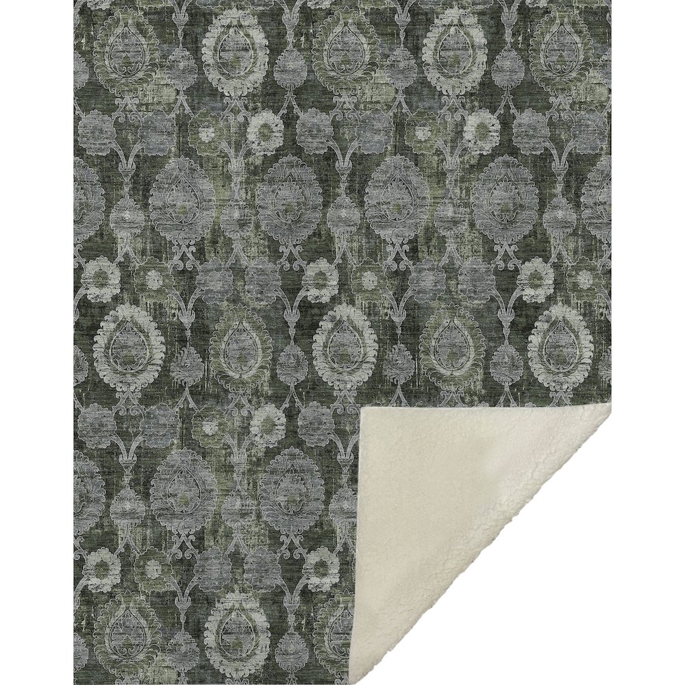 Premium Machine Washable ASB821 Olive 50" x 70" Sherpa Throw Blanket. Picture 1