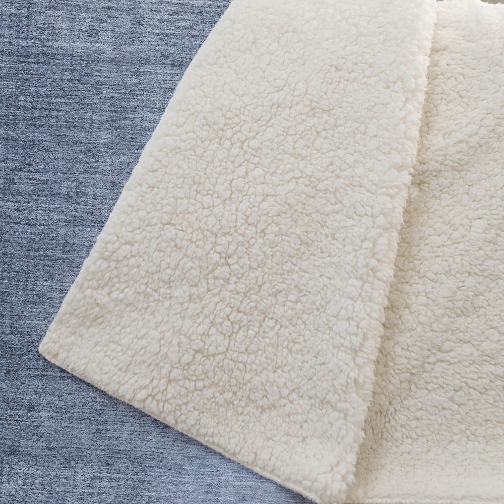Premium Machine Washable ASB822 Blue 50" x 70" Sherpa Throw Blanket. Picture 2
