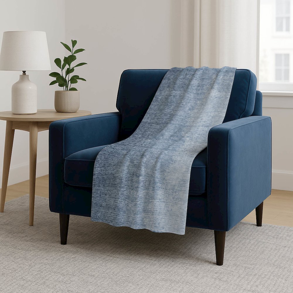 Premium Machine Washable ASB822 Blue 50" x 70" Sherpa Throw Blanket. Picture 5