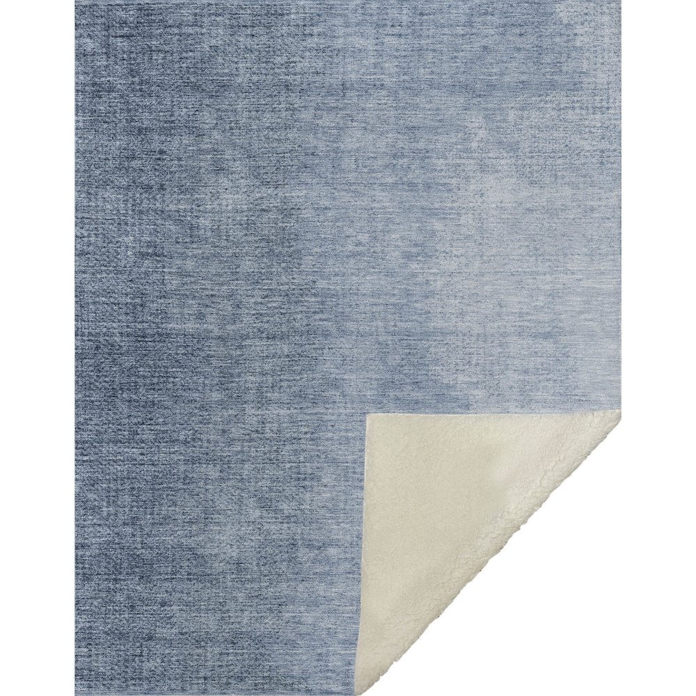 Premium Machine Washable ASB822 Blue 50" x 70" Sherpa Throw Blanket. Picture 1