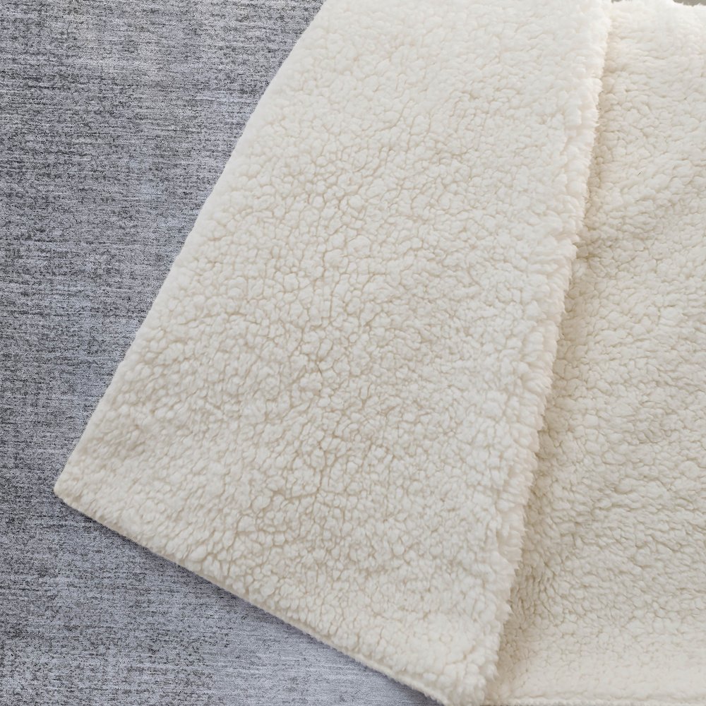 Premium Machine Washable ASB822 Gray 50" x 70" Sherpa Throw Blanket. Picture 2